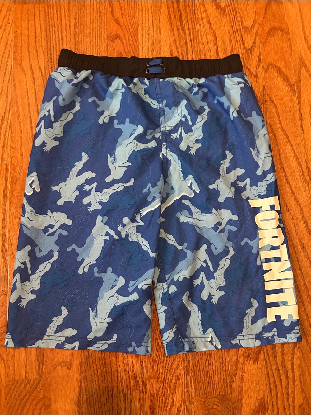 Boys Blue Fortnite Camo Swim Shorts